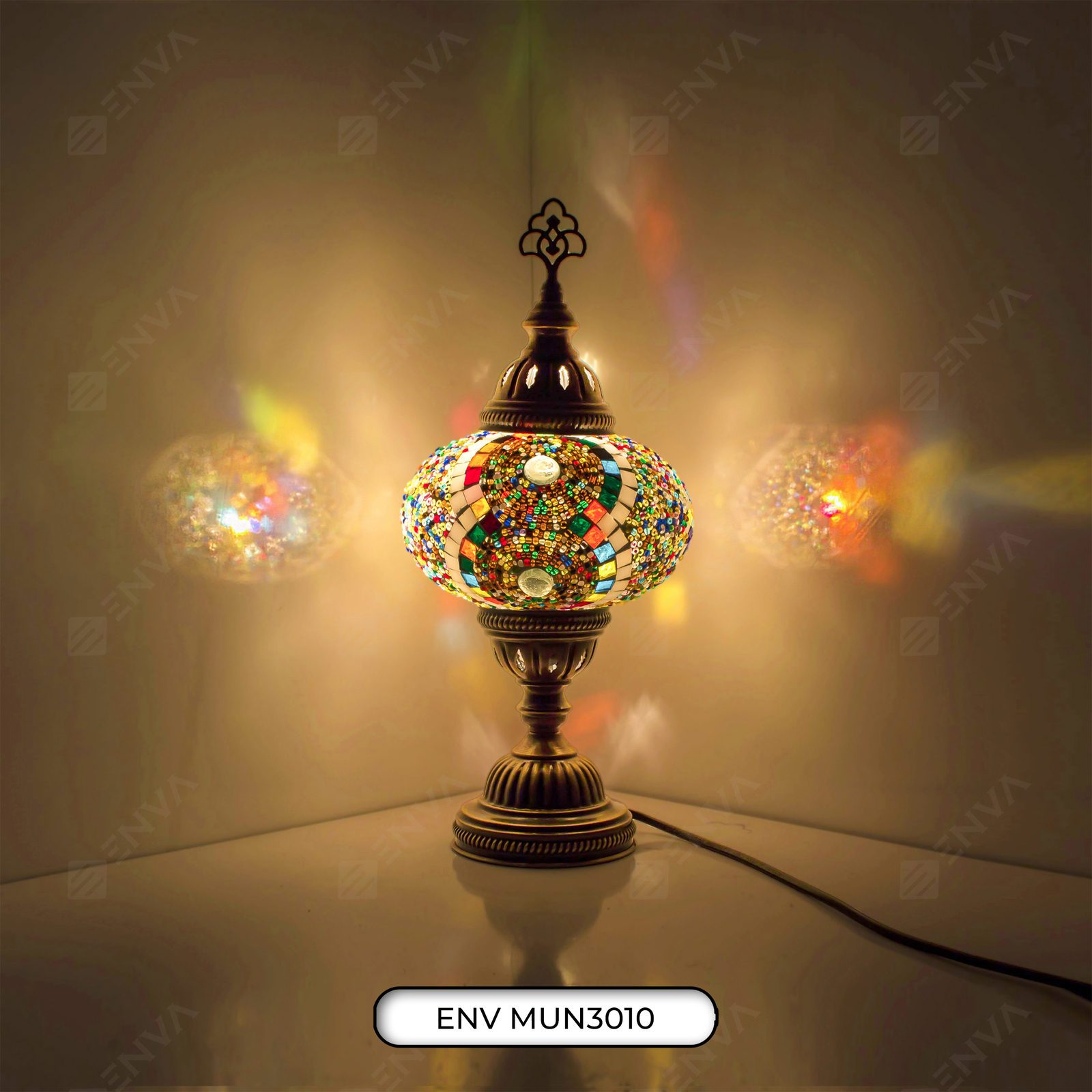 Turkish Moroccan Lamp Colourful Glass Mosaic Handmade Table Light FREE LED BULB - Picture 5 of 24