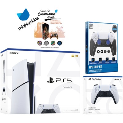 Sony PlayStation 5 Slim Disc with Extra Controller, FPS Grip Kit Bundle