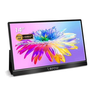 Portable External Monitor 14' USB-C HDMI Gaming IPS Display Eye Care Screen B