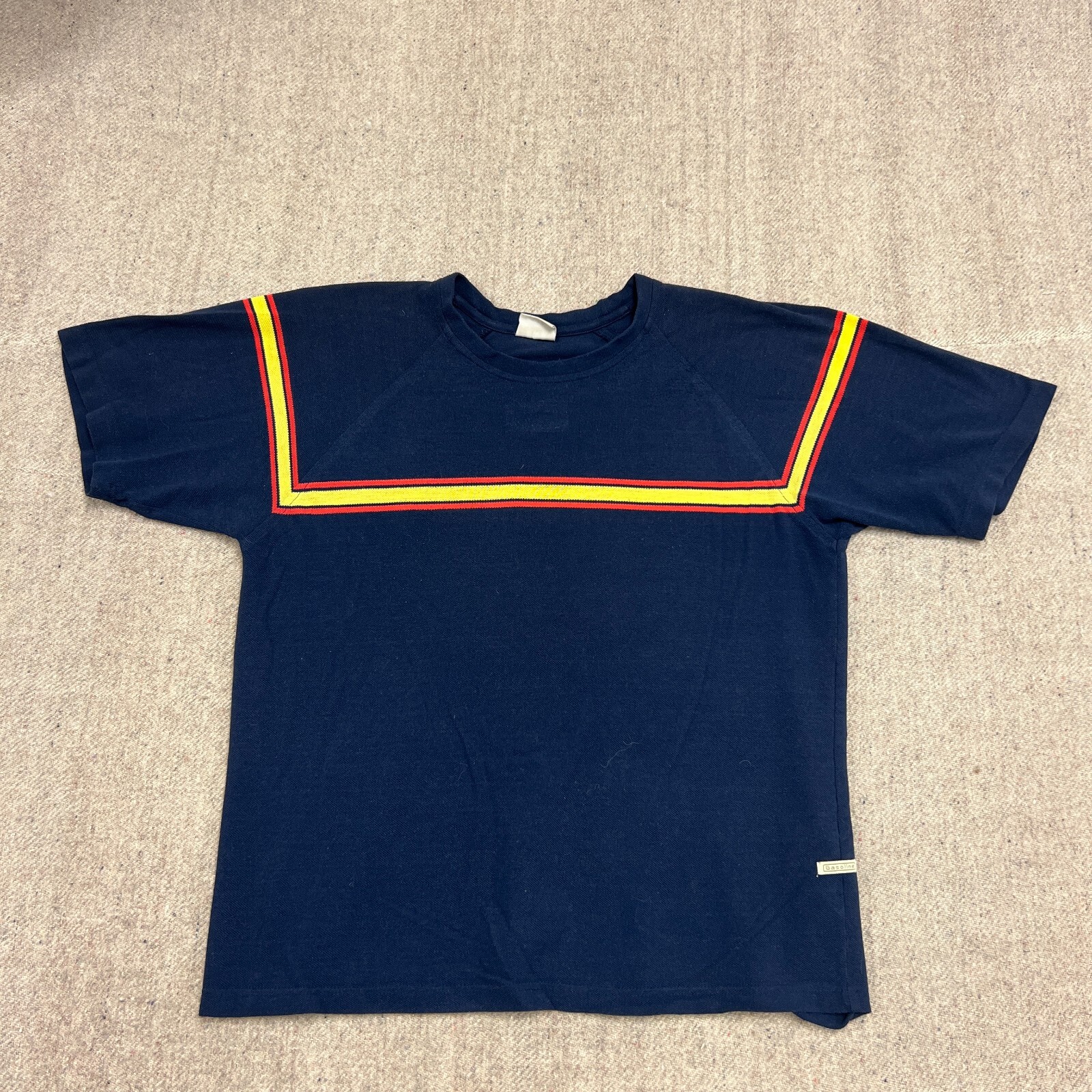 90~00s vtgニットポロ Vintage Gasoline Shirt Mens Medium Blue 2000s Y2K Striped