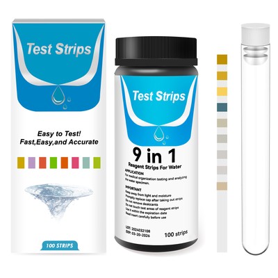 100Pcs Aquarium Test Strips 9 in 1 Fish Tank Test Kit with Test Tube Fast 