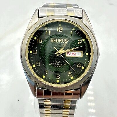 benrus advance mens watch bnw749 black dial day date new batteryv13 354998347546