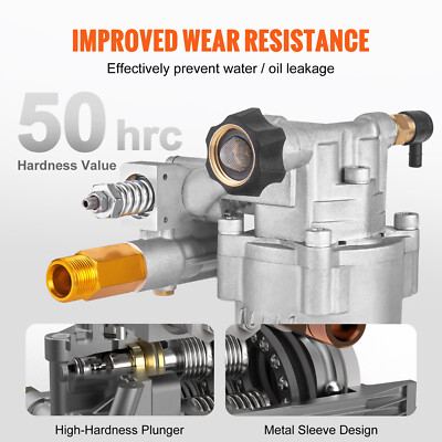 VEVOR Pressure Washer Pump Power Washer Pump 3/4" Horizontal 3400 PSI 2.5 GPM