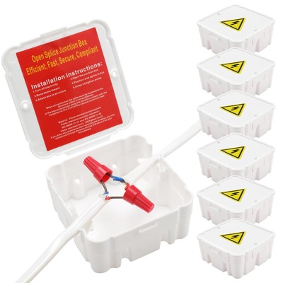 Open Splice Junction Box 6 Pack One-Piece Junction Box Splice Box. Repair Ope...