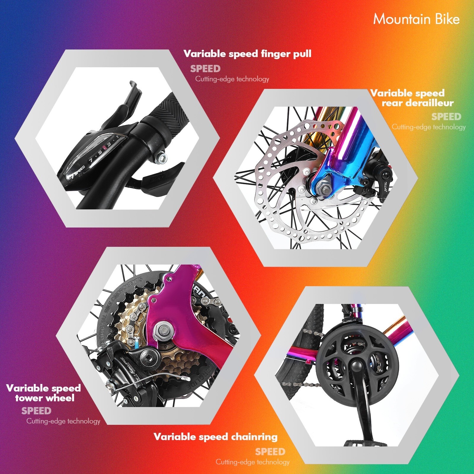 Bicycle 27.5'' Mountain Bike With 21 Speed Dual Disc Brake Full Suspension MTB