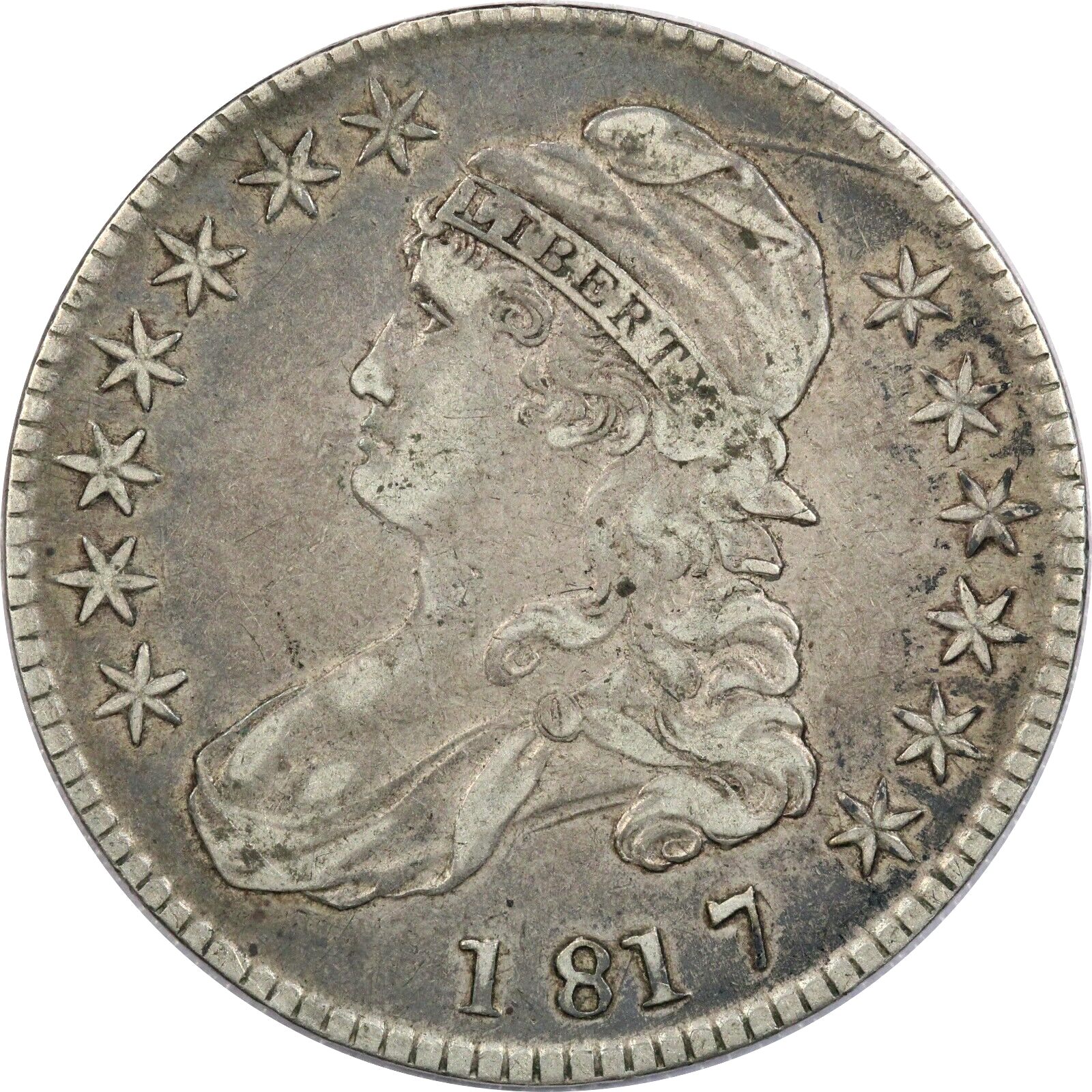 オーシャンシティー1810 1817 Single Leaf O-106a Capped Bust Half Dollar 50C, Very