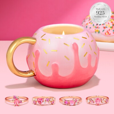 Charmed Aroma Donut Shape Jar Candle 925 Sterling Silver Ring Collection Size 7