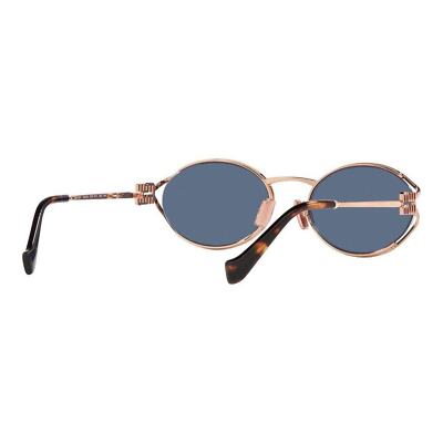 Pre-owned Miu Miu Mu52ys Zvf1v1 Rose Gold Havana Blue Lens Women Sunglasses Authentic