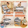Madewell Living 4-in-1 Baby Bassinets Bedside Sleeper, Bedside Bassinet with Wheels, 6-Height Adjustable Bassinet with Soft Mattress, Mosquito Net, Soothing Toy for Newborns and Infants(Grey)
