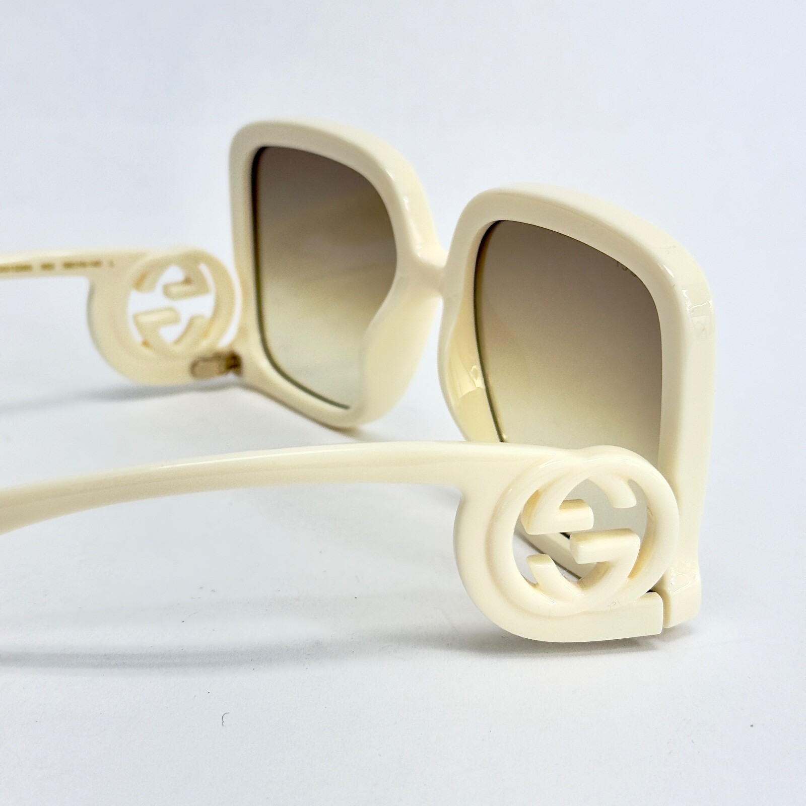 Pre-owned Gucci 1326 Ivory Brown Gg Logo 002 Fashion Oversized Runway Sunglasses Gg1326s
