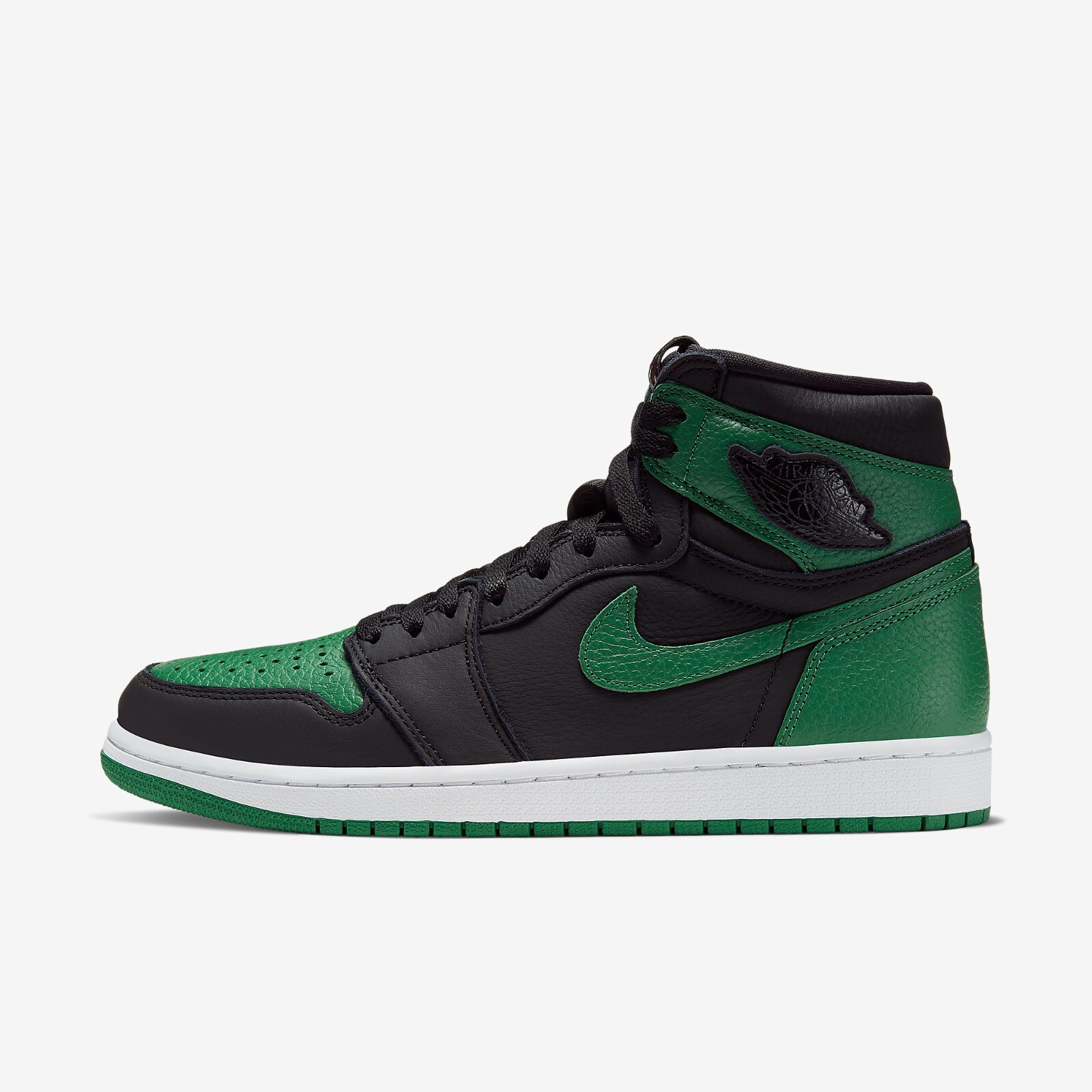 

Кроссовки Nike Air Jordan 1 Retro High OG Pine Green Black 555088-030, Black/white-pine green/gym red orange, Nike Air Jordan 1