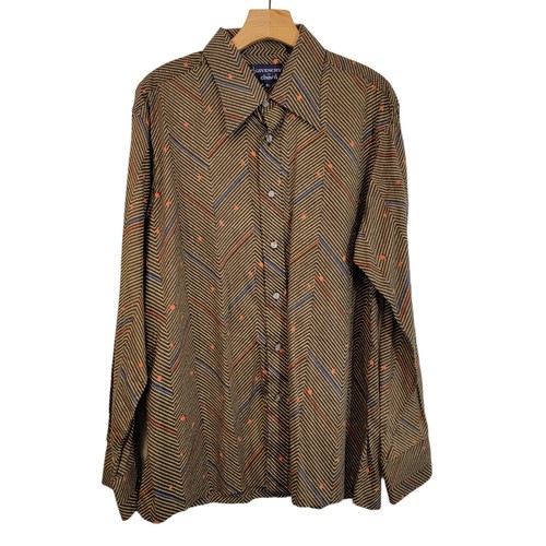 Vintage Givenchy For Chesa Brown Striped Long Sleeve Button Up Shirt Mens XL eBay
