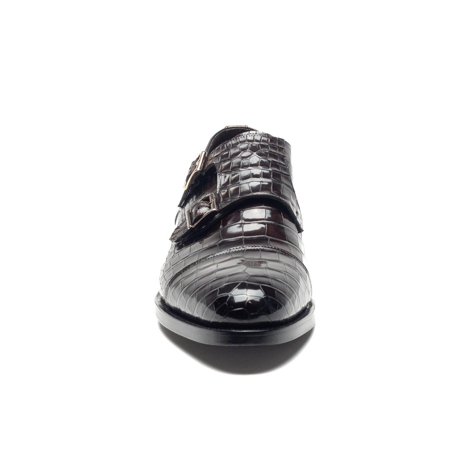 Pre-owned Santoni Double Monk Crocodile Alligator Shoes Uk: 11 Us: 12 Eu: 45 Dark Brown
