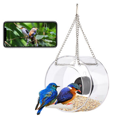Smart Transparent Round Birdfeeder Wifi Camera IR Night Vision Birdhouse U4W4