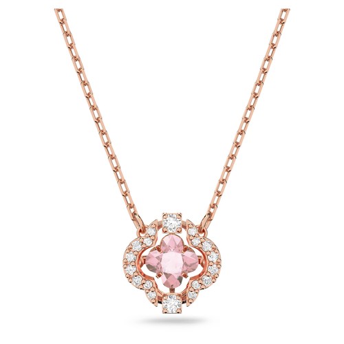 Swarovski Una Necklace, Clover, Pink, Rose Gold-Tone Plated