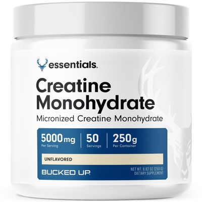 Bucked Up Creatine Monohydrate Micronized Powder 250 G, Unflavored (50 Serv.)...