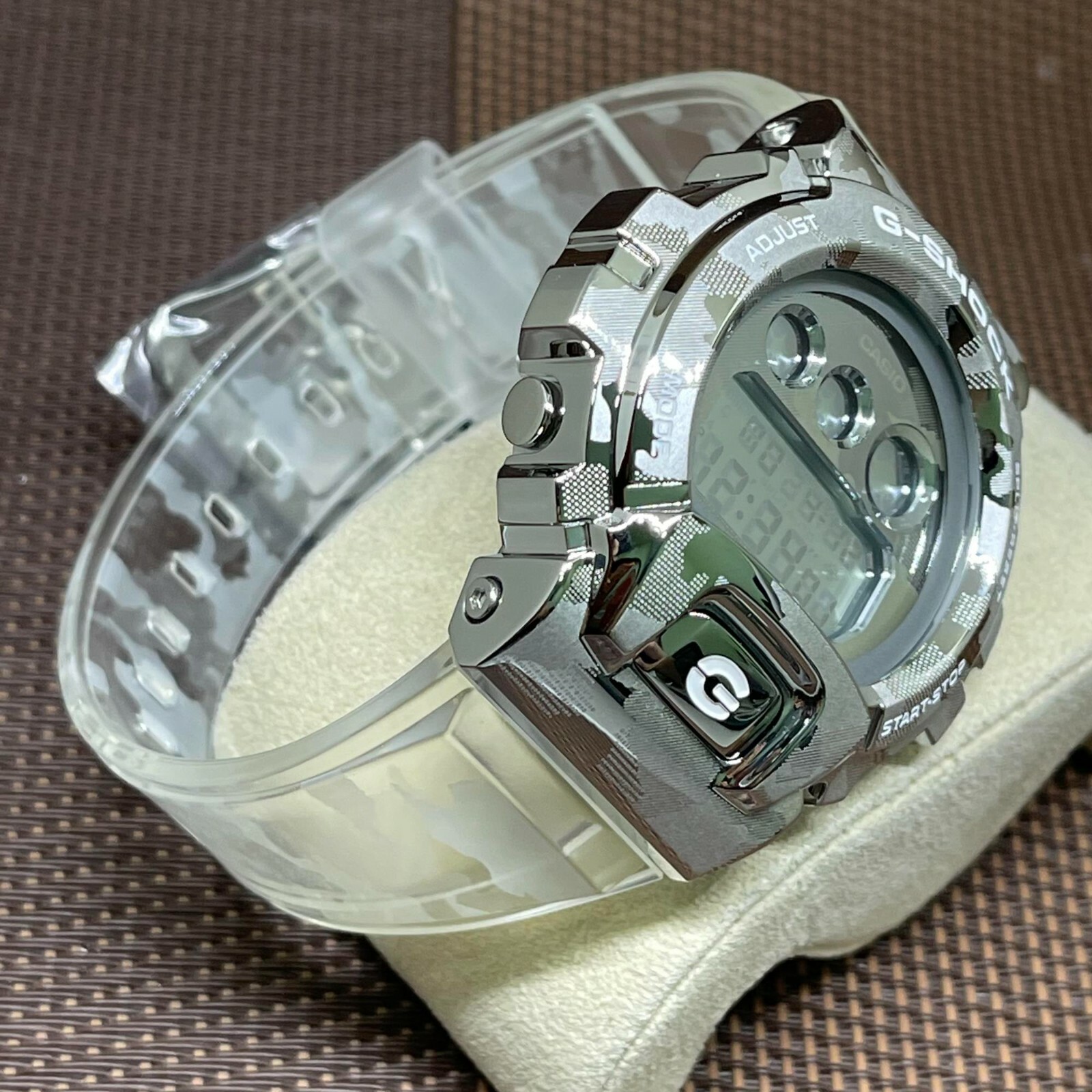 Pre-owned Casio G-shock Gm-6900scm-1d Camouflage Pattern Semi-transparent Band Men's Watch