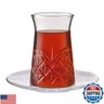 Pasabahce Crystal Turkish Tea Glasses and Saucers, Set of 12 Turkish Tea Cup Set, 6 Cups and 6 Plates Perfect for Tea Party, Gifts, Housewarming, Weddings, Aniversary