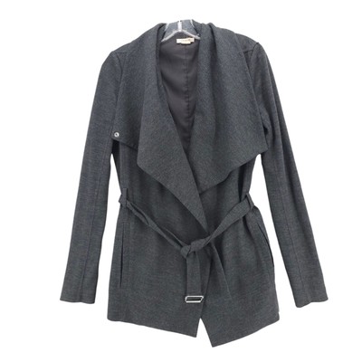 HELMUT LANG Gray 100% Wool Belted Jacket Shawl Collar Size SMALL - FLAWS! - READ