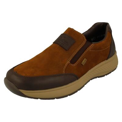MENS RIEKER TEX LEATHER CASUAL SLIP ON SHOES SIZE B7654 BROWN LOAFERS