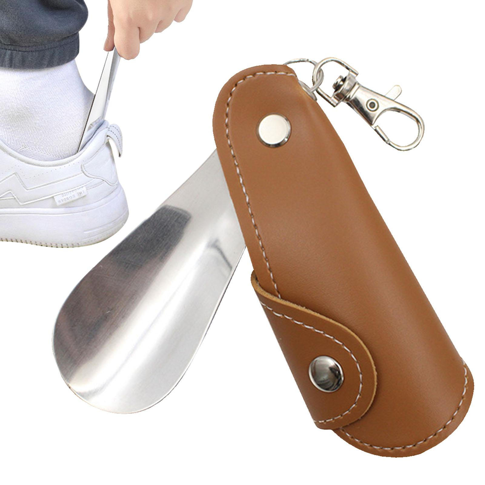 Stainless Steel Shoehorn With Keychain And Pu