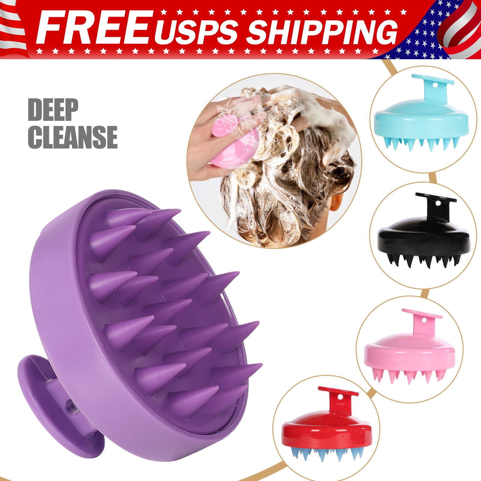Soft Silicone Scalp Massager Shampoo Brush for Dandruff Removal & Hair Growth