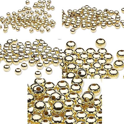 Lot of 100 Shiny Gold Finish Steel Metal Round Ball Spacer Jewelry Accent Beads