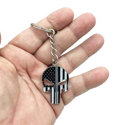 Thin Gray Line Correctional Officer American Flag USA Keychain with Swivel Corre
