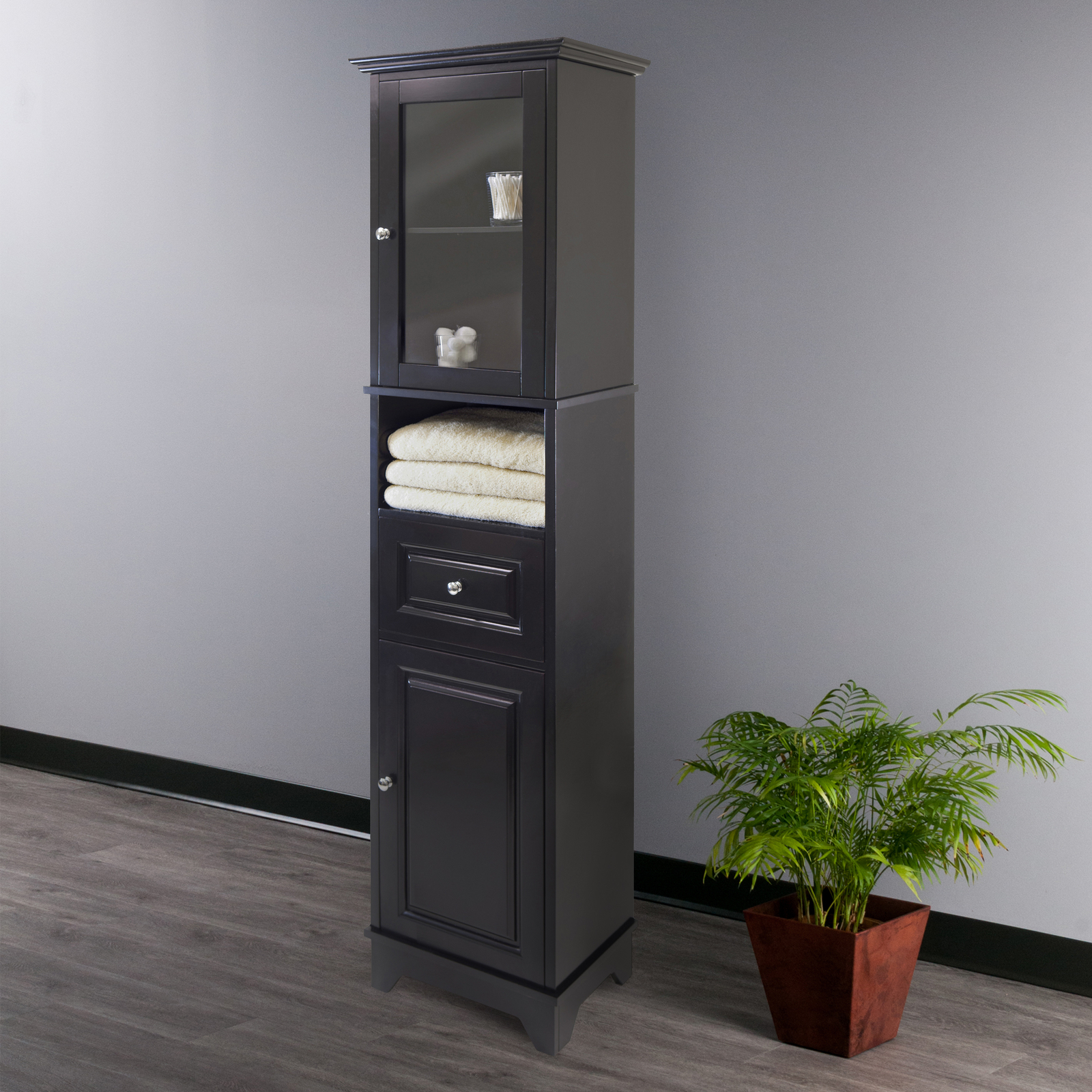 2-Door Narrow Storage Cabinet Stylish Kitchen Dining Tall Cupboard