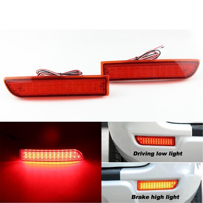 Red Lens LED Rear Bumper Reflector Brake Lights For Alphard Estima RAV4 Scion xD