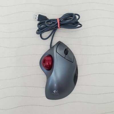 Logitech Trackman Red Trackball Mouse T-BB18 810-000766 USB Computer Mouse 