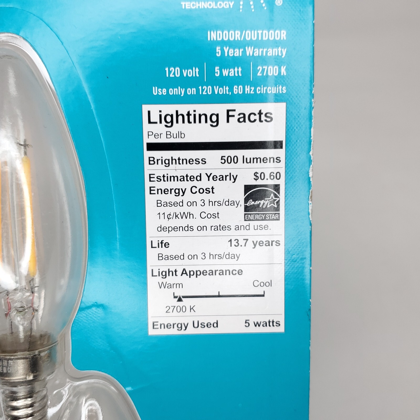 6 Pack Ecosmart LED Light Bulbs 60W Soft White Candelabra Base B11