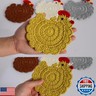 Handmade Crochet Chicken Coasters Set of 4 - Funny Gifts, Stuffed Animal-Themed Drink Coasters, Cute Desk Accessories, Home Decor, Tabletop Protection, Crazy Chicken Lady Must Have (Style 1)