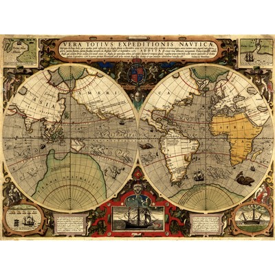 Map Antique Hemisphere Globe World Art Canvas Print