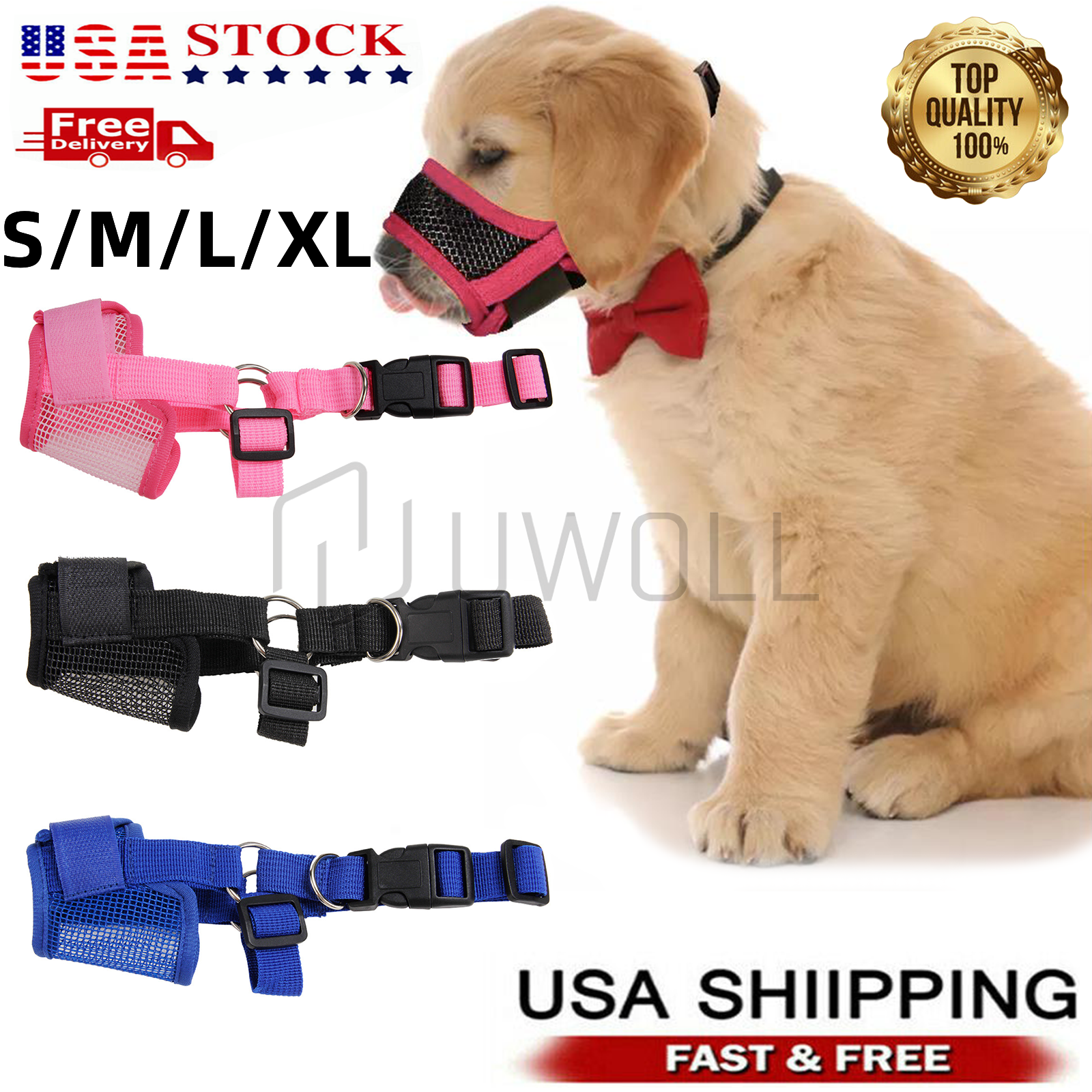 Adjustable Dog Muzzle Mouth Cover Mesh Mask Anti Stop Bite Chewing Breathable US