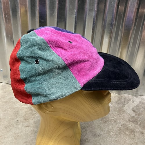 Vintage Suede Leather Patchwork Hat Baseball Cap Distressed