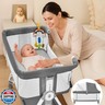 Madewell Living 4-in-1 Baby Bassinets Bedside Sleeper, Bedside Bassinet with Wheels, 6-Height Adjustable Bassinet with Soft Mattress, Mosquito Net, Soothing Toy for Newborns and Infants(Grey)