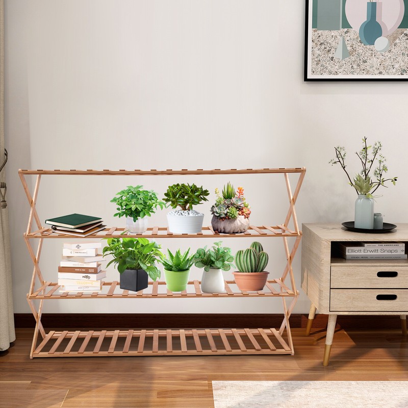 Living Room Shoe Rack 4-Tier Foldable Shoe Shelf Entryway Hallway