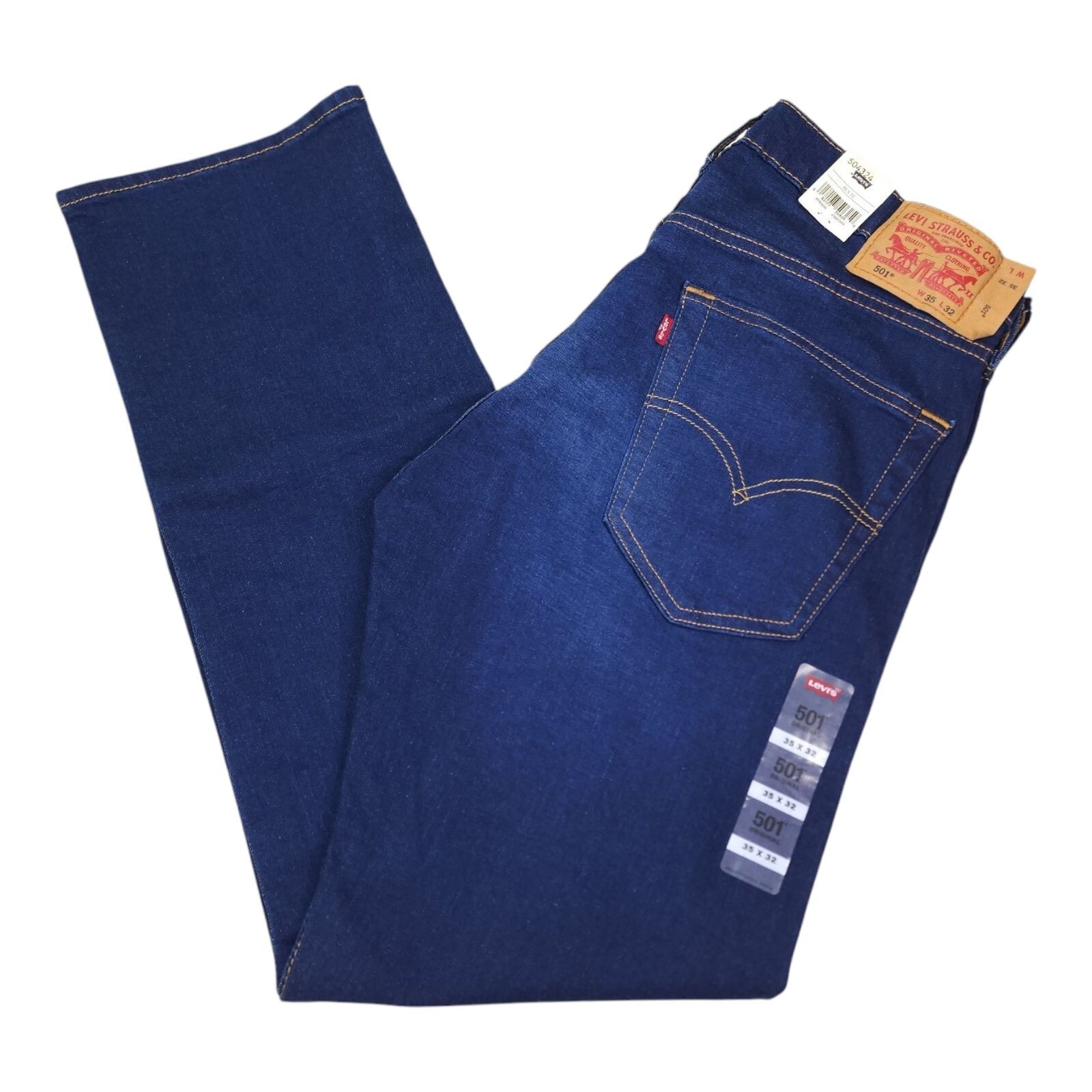 Levis 501 Original Fit Mens Jeans 35x32 Blue Denim Straight Leg Irregular |  eBay