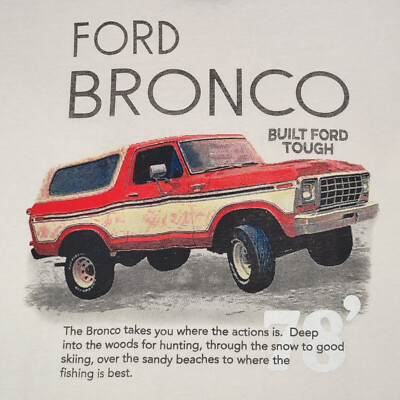 FORD VINTAGE 78 BRONCO T SHIRT MENS LARGE L WHITE CLASSIC 4X4 RETRO PULLOVER NWT