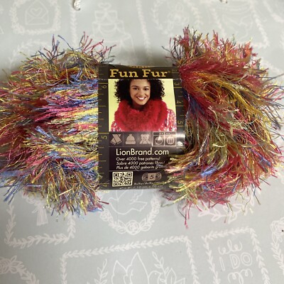Lion Brand Fancy Fur Yarn Confetti Multi Col #320 1 Ball  40 Gm  57 Yd NEW