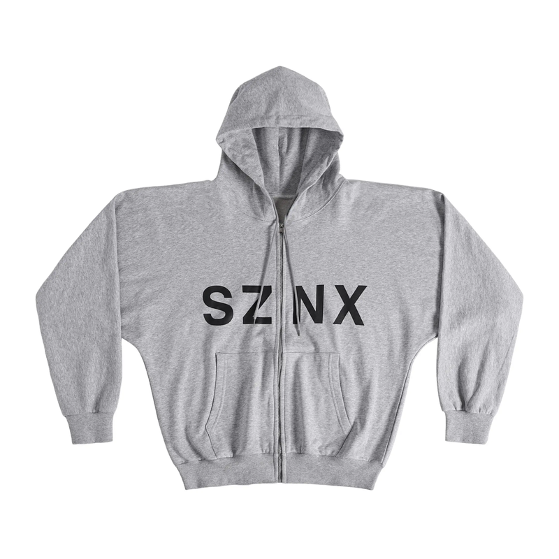 SZNX China Tour YZY Kanye West Zipper Hoodie Gray Mens Cotton Hooded Jackets