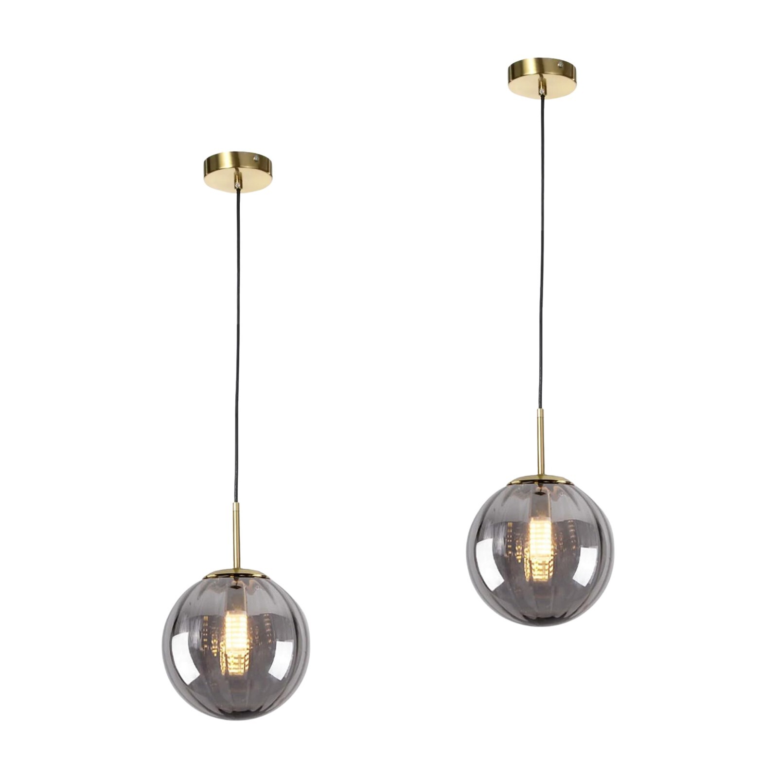 Globe Glass Shade Loft Bar Hanging Vintage Edison Pendant Light Fittings Ribbed