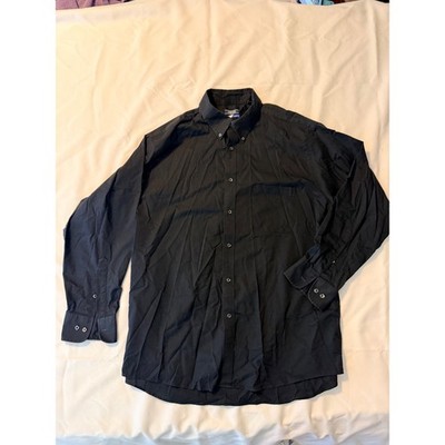 IZOD Mens XL Regular Fit Stretch Button Down Dress Shirt Black 17-17.5 32/33