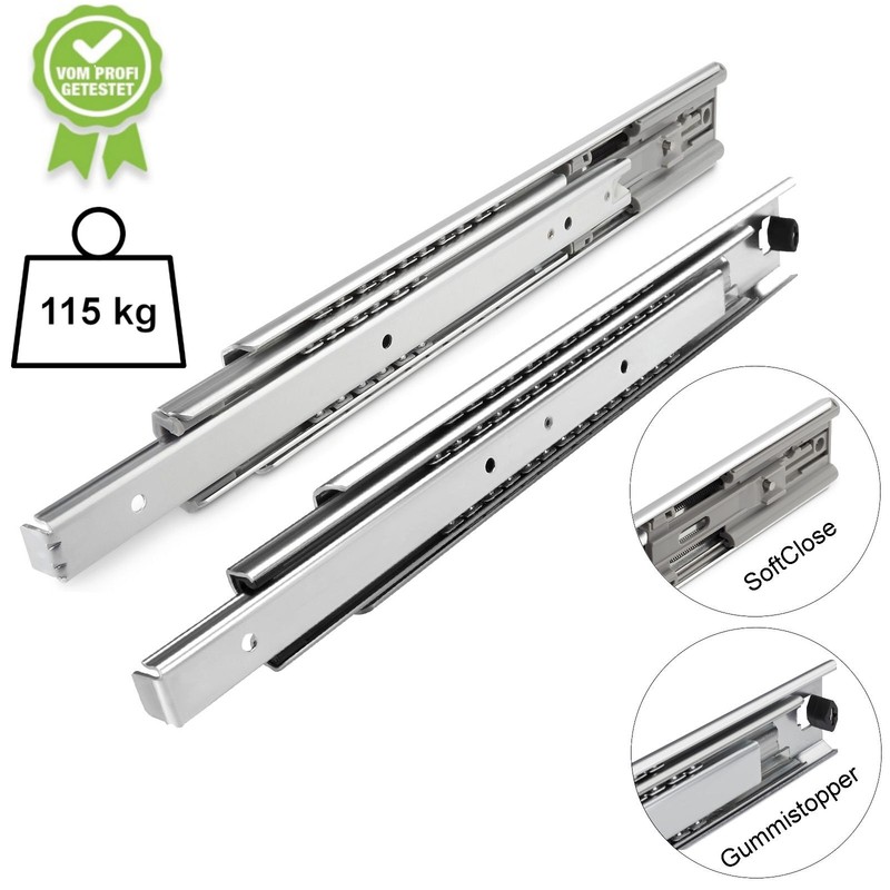 1 Paar Schwerlastauszug Vollauszug Wahlweise Softclose Schubladenschiene Sotech