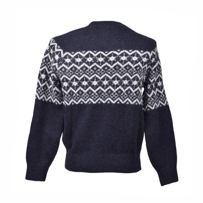 Pre-owned Brunello Cucinelli Men's Two Tone Crew Neck Navy Blue Sweater / Pullover In White