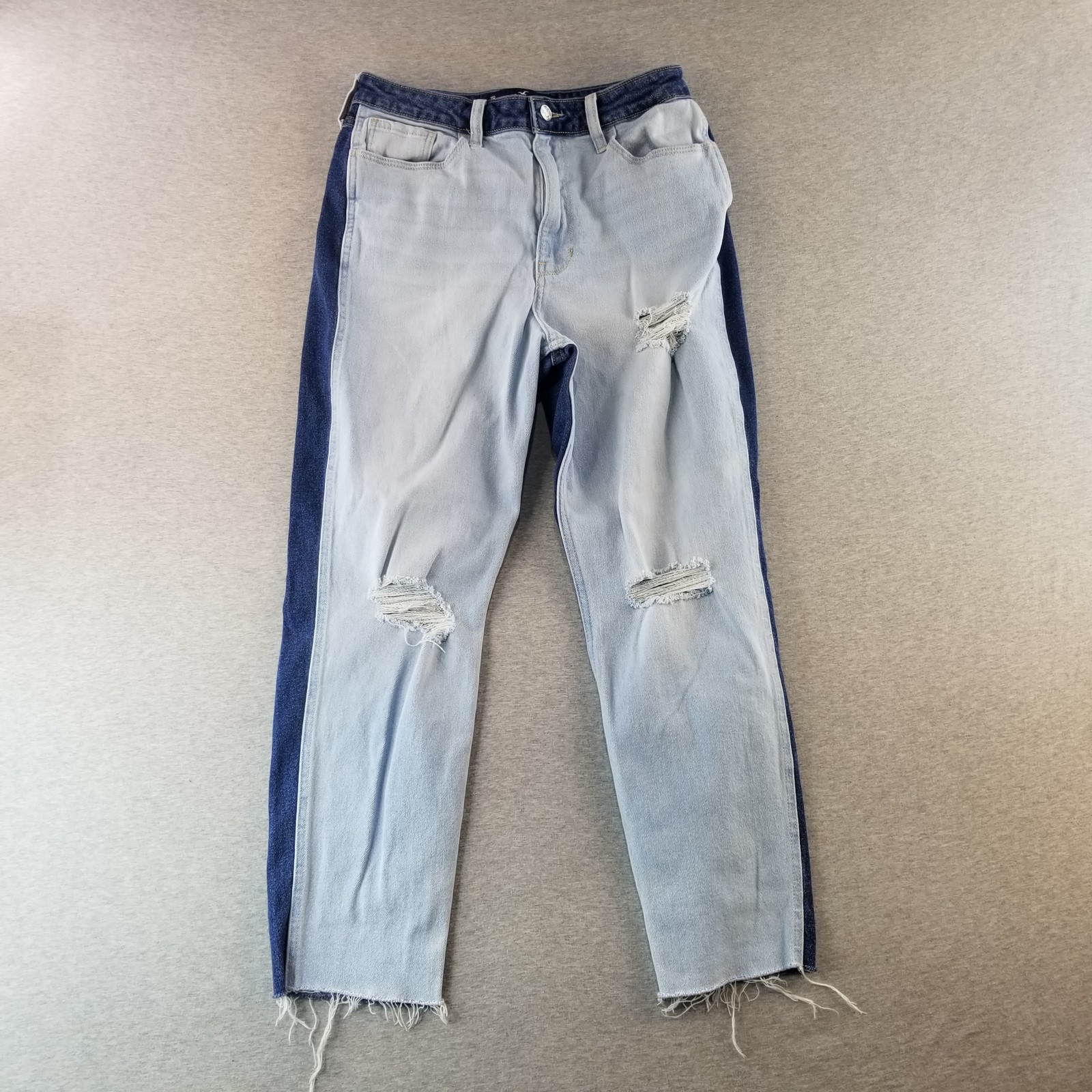 H&M Jeans Women's Sz 7R Ultra High Rise Mom Light + Dark Wash Normcore Stylish