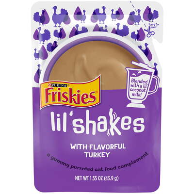 Purina Friskies Wet Puree Cat Food TopperLil' Shakes Cat SnacksFlavorful Turkey