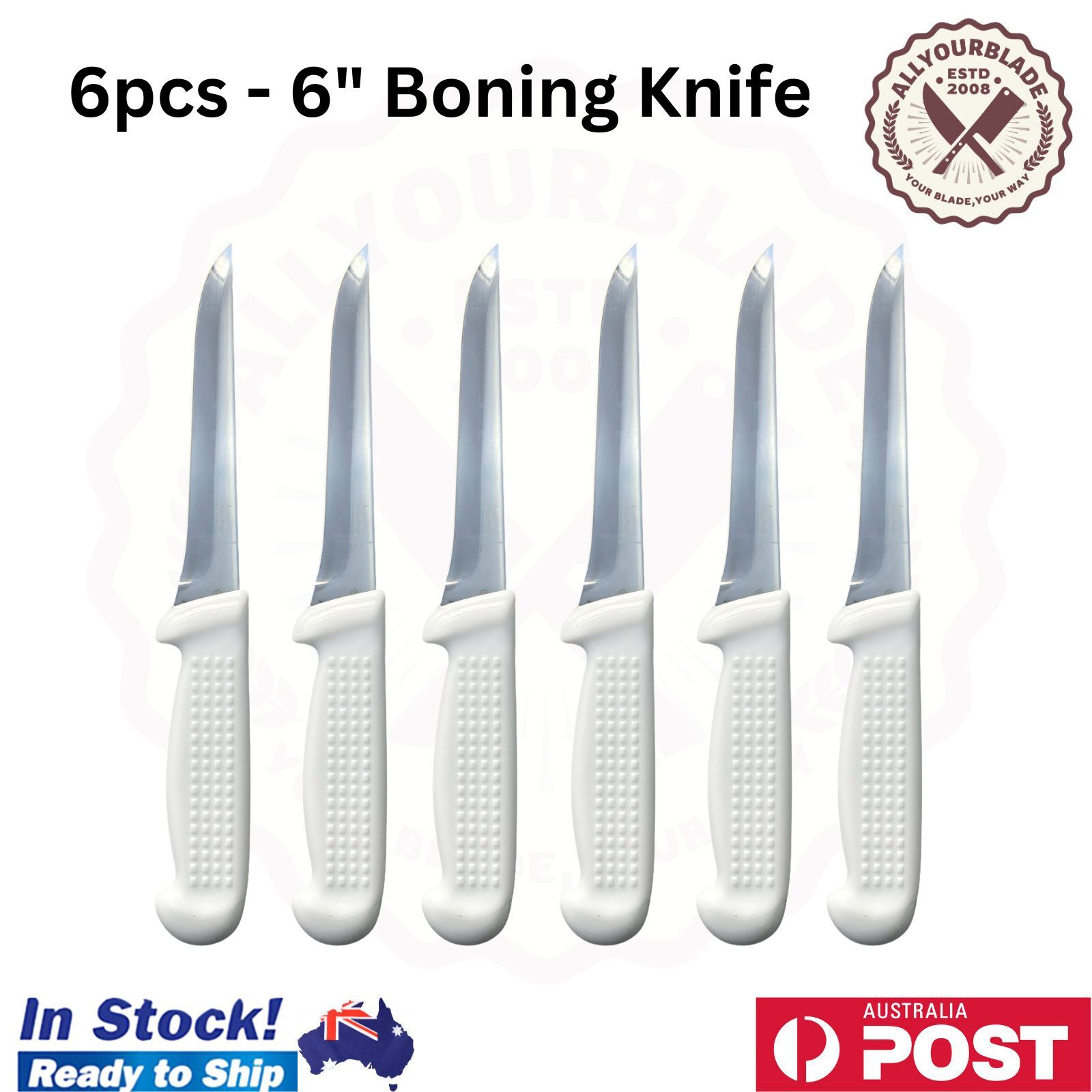 Diekensen Butchers 6'' Straight Boning Knife Slicing Narrow Blade - Set of 6