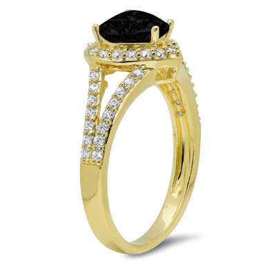 Pre-owned Pucci 1.75 Heart Split Shank Natural Onyx Modern Statement Ring Solid 14k Yellow Gold In D